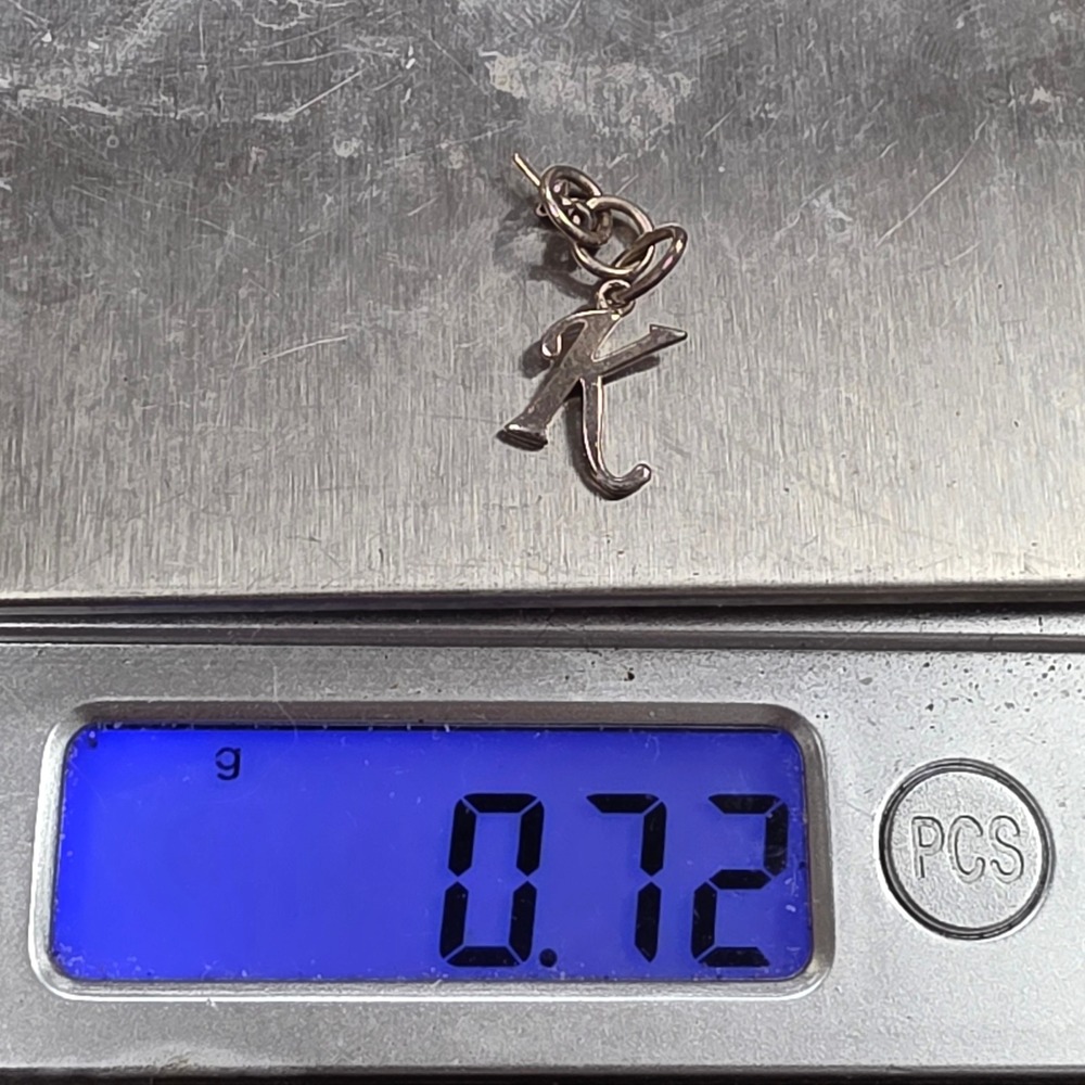 Sterling Silver Script Initial K Pendant Charm 925 Letter K Hallmark 0.72g - Picture 3 of 16